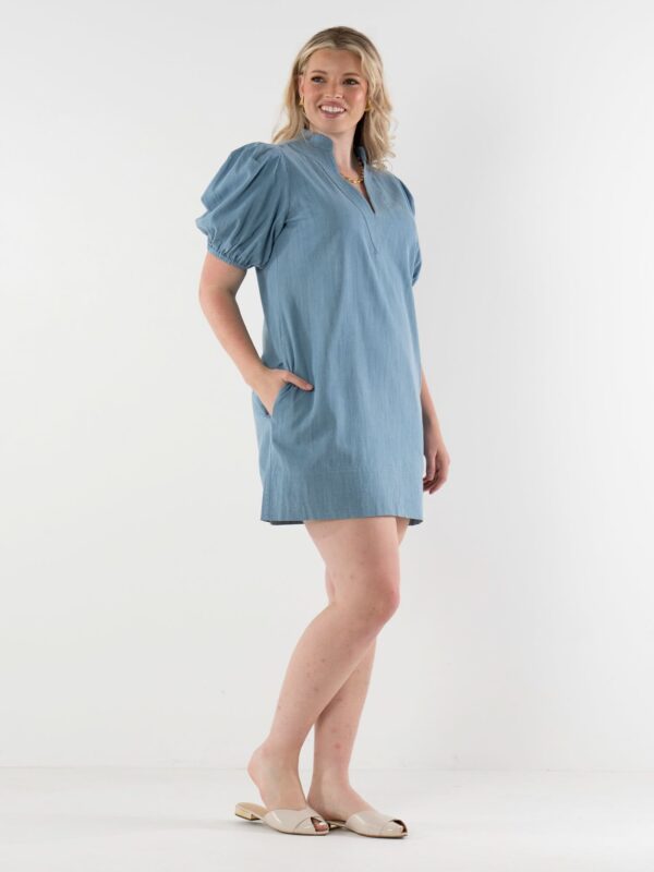 Denim Chambray Mini Dress - Image 2