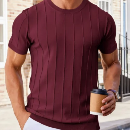 Men's Round-Neck Knitted T-Shirt